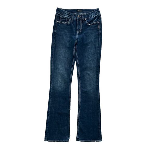 Women’s Silver Suki Bootcut Blue Embroidered Denim Jeans Size 26x33 - Picture 1 of 8